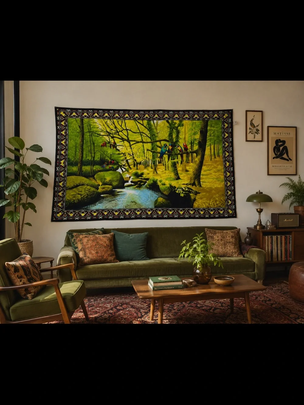 Vintage Bossa Tas made in Turkey Parrot Wall Tapestry